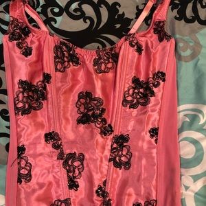 Fredricks of Hollywood pink black corset top